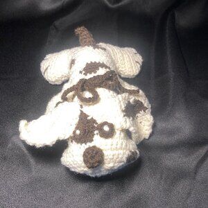 Handmade Crochet Pound Puppy Dog Amigurumi Cream & Brown Spots Floppy Ears New